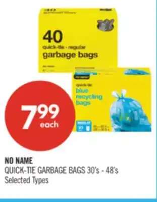 Shoppers Drug Mart NO NAME QUICK-TIE GARBAGE BAGS 30's - 48's offer