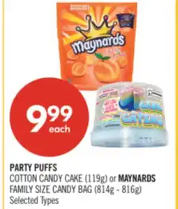 Shoppers Drug Mart PARTY PUFFS COTTON CANDY CAKE (119g) or MAYNARDS FAMILY SIZE CANDY BAG (814g - 816g) offer