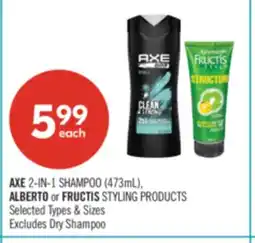 Shoppers Drug Mart AXE 2-IN-1 SHAMPOO (473mL), ALBERTO of FRUCTIS STYLING PRODUCTS offer