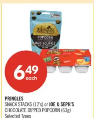 Shoppers Drug Mart PRINGLES SNACK STACKS (12's) or JOE & SEPH'S CHOCOLATE DIPPED POPCORN (53g) offer