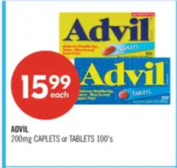 Shoppers Drug Mart Advil 200mg CAPLETS or TABLETS 100's offer