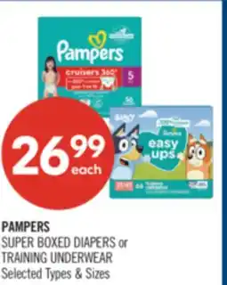 Shoppers Drug Mart PAMPERS SUPER BOXED DIAPERS or TRAINING UNDERWEAR offer
