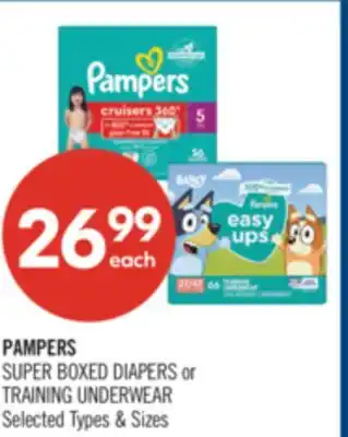 Shoppers Drug Mart PAMPERS SUPER BOXED DIAPERS or TRAINING UNDERWEAR offer