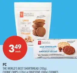 Shoppers Drug Mart PC THE WORLD'S BEST SHORTBREAD (200g), COOKIE CHIPS (170g) or DIGESTIVE (300g) COOKIES offer