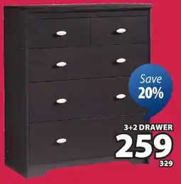 JYSK DUNBAR 3+2-drawer offer