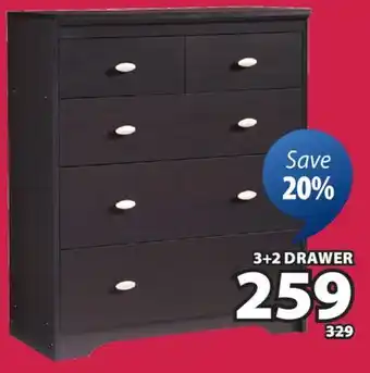 JYSK DUNBAR 3+2-drawer offer