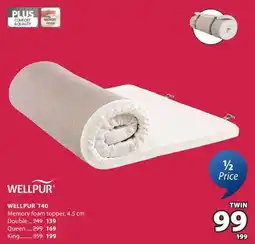JYSK WELLPUR T40 Memory foam topper offer
