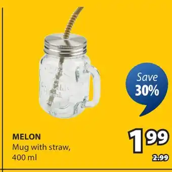 JYSK MELON Mug with straw offer