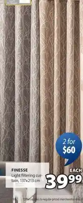 JYSK FINESSE Light filtering curtain offer