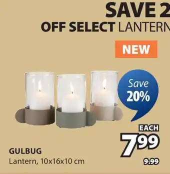 JYSK GULBUG Lantern, 10x16x10 offer