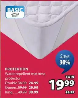 JYSK PROTEKTION Water repellent mattress protector offer