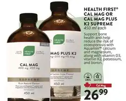 Ki Nature & Santé HEALTH FIRST CAL MAG OR CAL MAG PLUS K2 SUPREME offer
