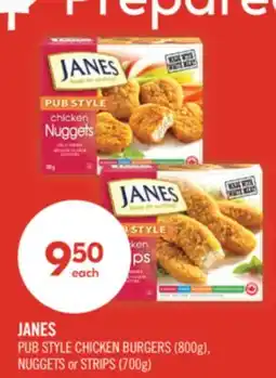 Shoppers Drug Mart JANES PUB STYLE CHICKEN BURGERS (800g), NUGGETS or STRIPS (700g) offer