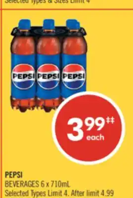 Shoppers Drug Mart PEPSI BEVERAGES 6 x 710mL offer