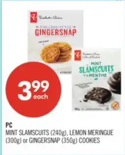 Shoppers Drug Mart PC MINT SLAMSCUITS (240g), LEMON MERINGUE (300g) or GINGERSNAP (350g) COOKIES offer