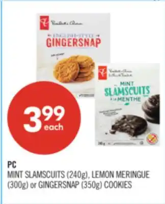 Shoppers Drug Mart PC MINT SLAMSCUITS (240g), LEMON MERINGUE (300g) or GINGERSNAP (350g) COOKIES offer