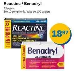 Accès pharma Reactine / Benadryl Allergies offer