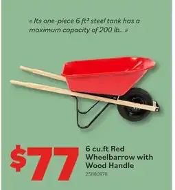 Matériaux Pont Masson 6 cu.ft. Red Wheelbarrow with Wooden Handle offer