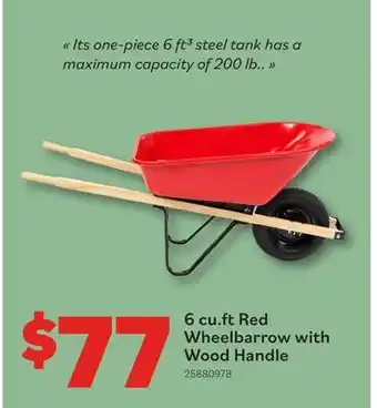 Matériaux Pont Masson 6 cu.ft. Red Wheelbarrow with Wooden Handle offer