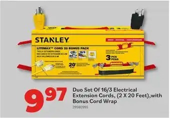 Matériaux Pont Masson Duo Set Of 16/3 Electrical Extension Cords, (2x 20 Feet),with Bonus Cord Wrap offer