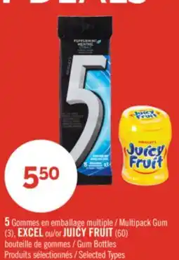 Pharmaprix 5 Multipack Gum (3), EXCEL or JUICY FRUIT (60) Gum Bottles offer