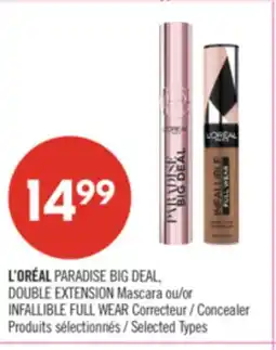 Pharmaprix L'ORÉAL PARADISE BIG DEAL, DOUBLE EXTENSION Mascara or INFALLIBLE FULL WEAR Concealer offer