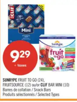 Pharmaprix SUNRYPE FRUIT TO GO (24), FRUITSOURCE (12) or CLIF BAR MINI (10) Snack Bars offer