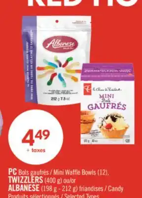 Pharmaprix PC Mini Waffle Bowls (12), TWIZZLERS (400 g) or ALBANESE (198 g - 212 g) Candy offer