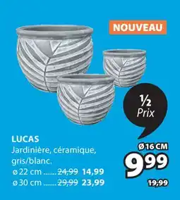 JYSK LUCAS Jardiniére, céramique gris/blanc offer