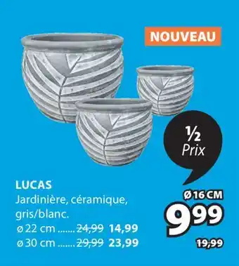 JYSK LUCAS Jardiniére, céramique gris/blanc offer