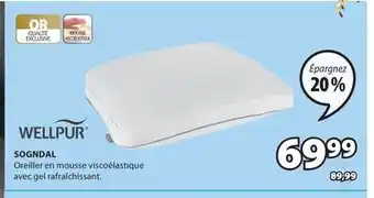 JYSK WELLPUR SOGNDAL Oreiller en mousse viscoélastique avec gel rafraîchissant offer