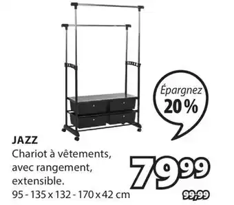 JYSK JAZZ Chariot à vêtements, avec rangement, extensible offer