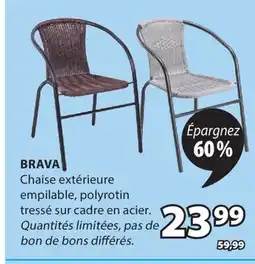 JYSK BRAVA Chaise extérieure empilable, polyrotin tressé sur cadre en acier offer