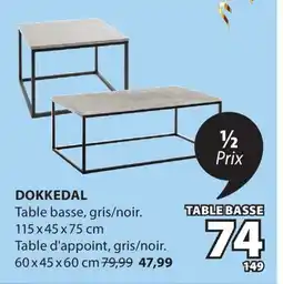 JYSK DOKKEDAL Table basse gris/noir offer