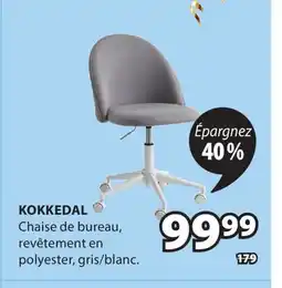 JYSK KOKKEDAL Chaise de bureau, revetement en polyester, gris/blanc offer