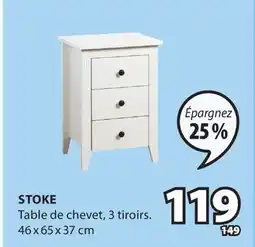 JYSK Table de chevet, 3 tiroirs STOKE offer