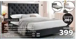 JYSK KOVLAND Base de lit avec tête de lit capitonnée en velours noir offer