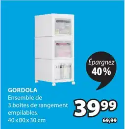 JYSK Ensemble de 3 boîtes de rangement empilables GORDOLA offer