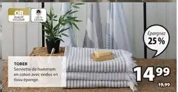 JYSK Serviette de hammam en coton avec endos en tissu éponge TOBER offer