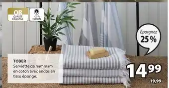 JYSK Serviette de hammam en coton avec endos en tissu éponge TOBER offer