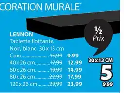JYSK LENNON Tablette flottante.Noir, blanc. 30 x 13 cm offer