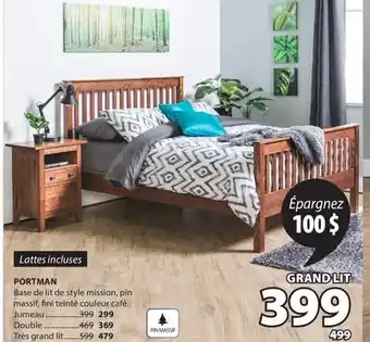 JYSK PORTMAN Base de lit de style mission, pin massif, fini teinté couleur café offer