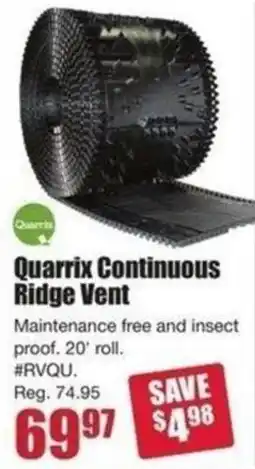 Timber Mart Quarrix continuous ridge vent offer