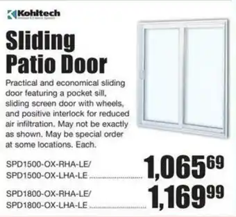 Timber Mart Kohltech sliding patio door offer
