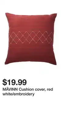 IKEA MÄVINN Cushion cover, red white/embroidery offer