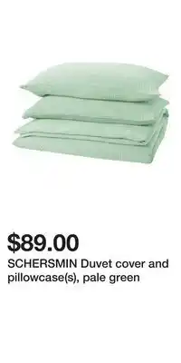 IKEA SCHERSMIN Duvet cover and pillowcase(s), pale green offer