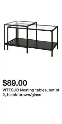 IKEA VITTSJÖ Nesting tables, set of 2, black-brown/glass offer