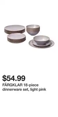 IKEA FÄRGKLAR 18-piece dinnerware set, light pink offer