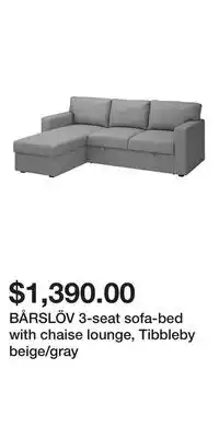 IKEA BÅRSLÖV 3-seat sofa-bed with chaise lounge, Tibbleby beige/gray offer