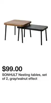 IKEA SONHULT Nesting tables, set of 2, gray/walnut effect offer